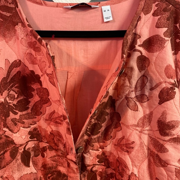 Denim & Co Cotton Quilted Jacket Button Front Rose Floral XL - Picture 5 of 5